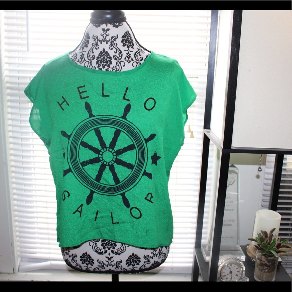Hi Low Green Sailor Top